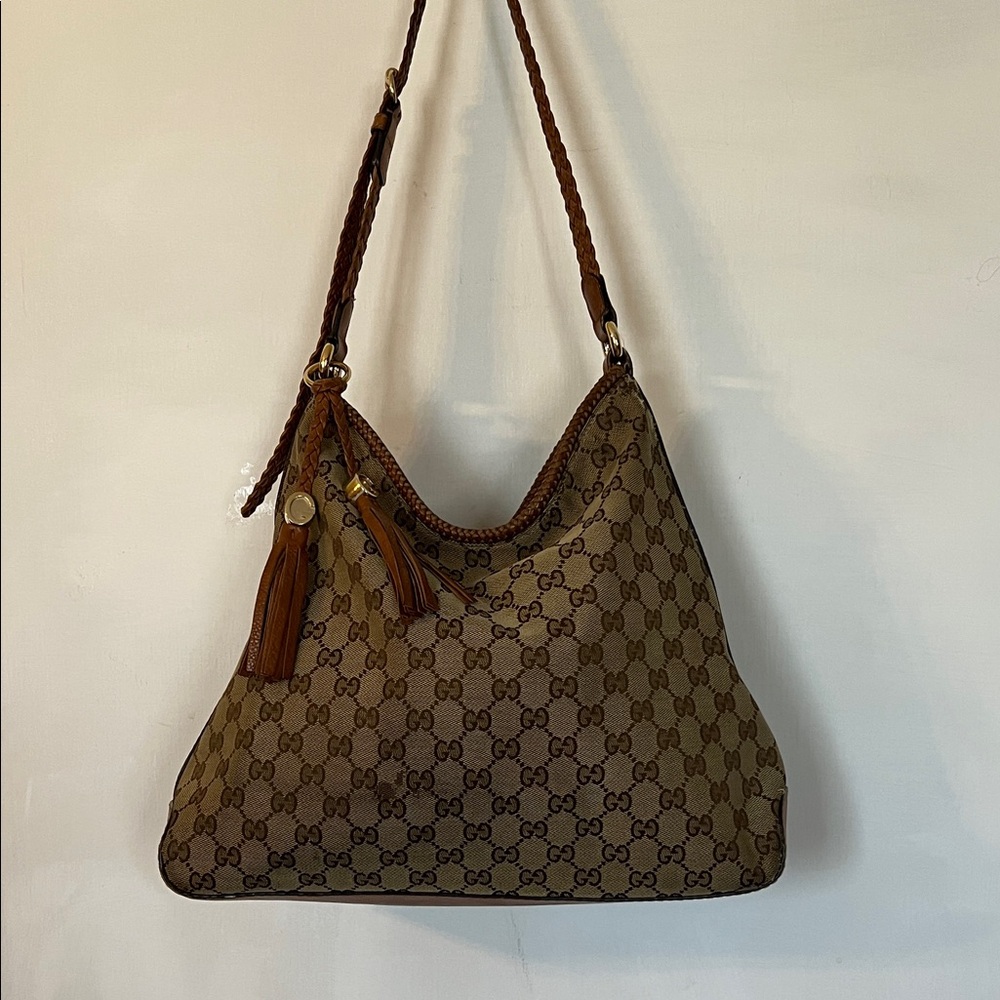 Gucci Beige Brown Monogram Hobo Bag - Picture 2 of 16